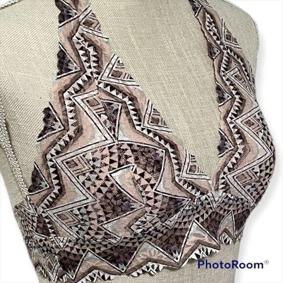 Victoria’s Secret Pink Aztec print Purple Lace Halter Bralette - Picture 2 of 6